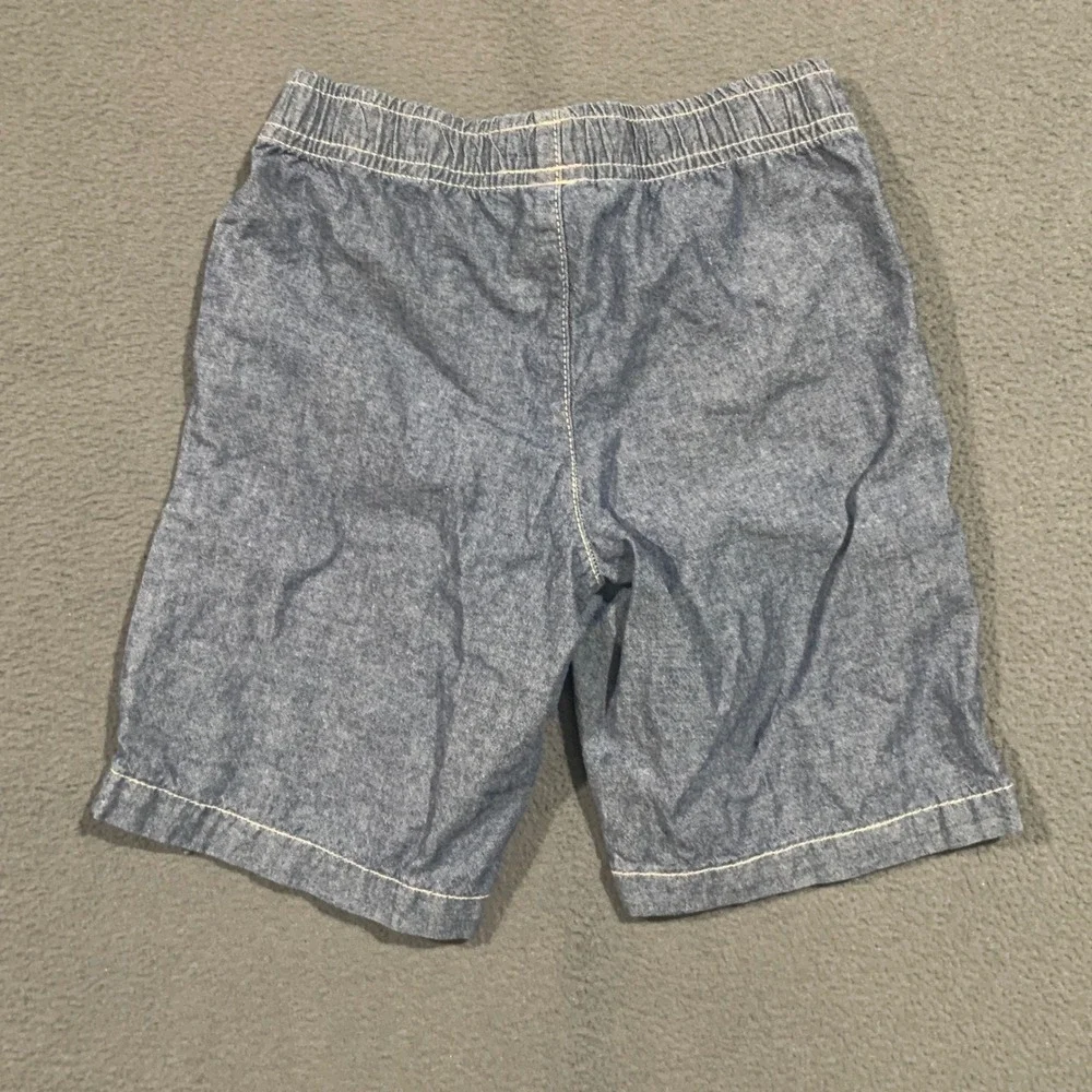 Carters Boys 5T Blue Chambray Pull On Shorts‎ Elastic Waist Cotton Preppy Beach